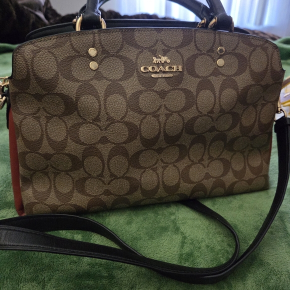 Coach Brown and Red Signature Tote Bag - Picture 6 of 8